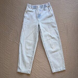 MADEWELL BALLOON BARREL LEG JEANS - ELASTIC WAIST -ZIP FLY BELT LOOPS  EUC - XS
